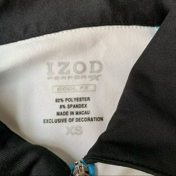 IZOD Womens size x-small blue and white half zip racing shirt - Picture 4 of 9